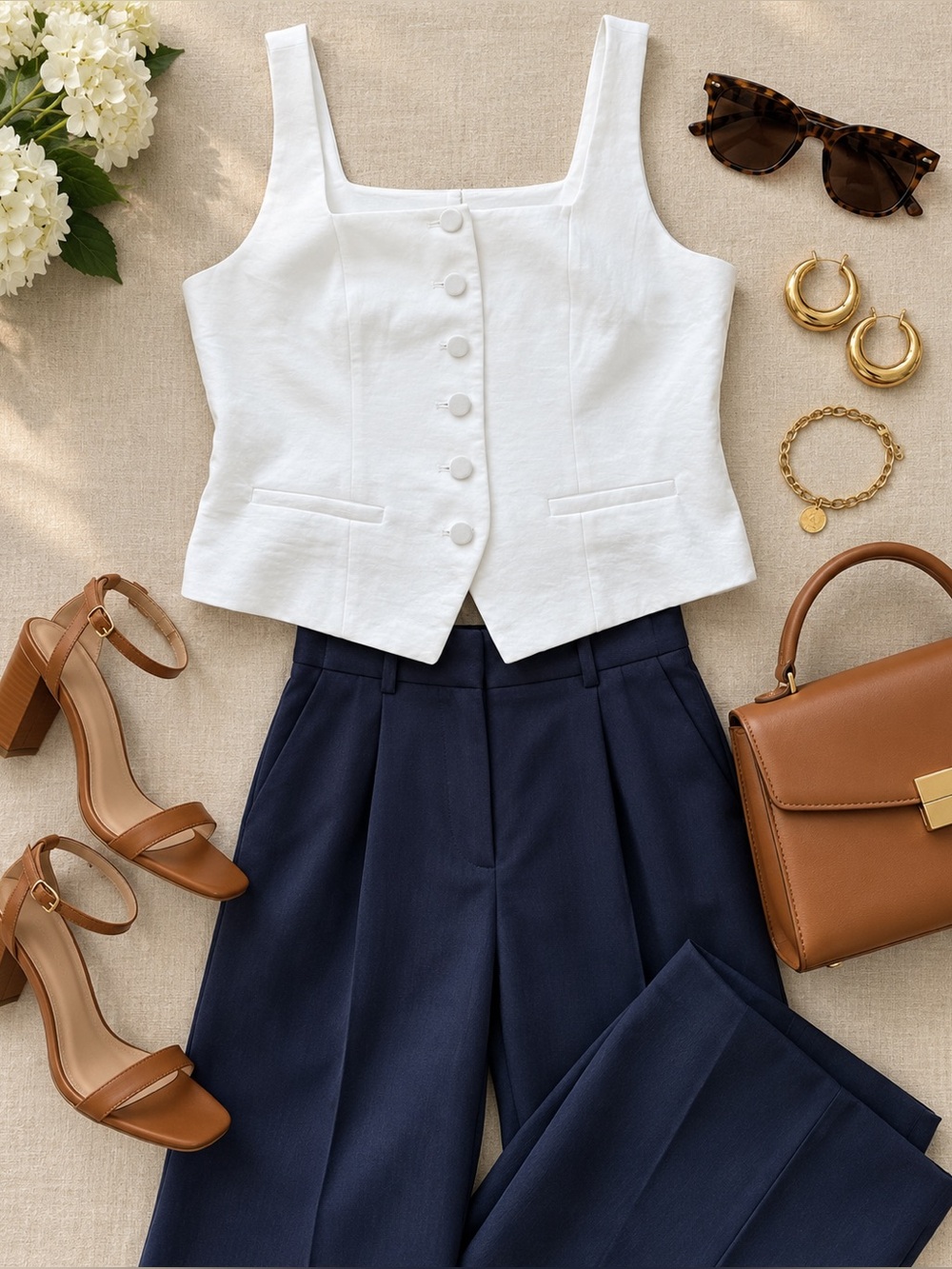 Joie White Button-Front Crop Top